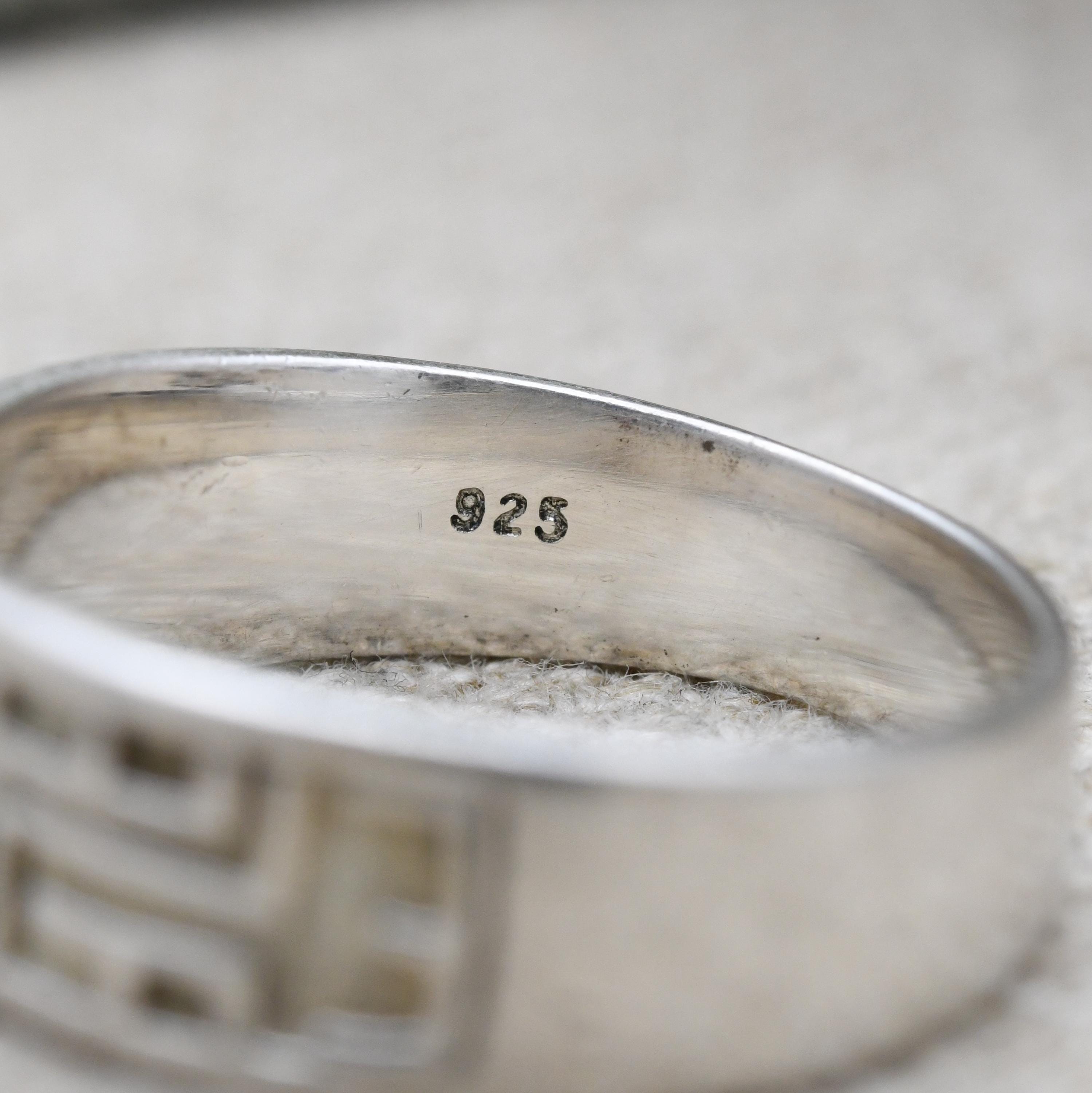 Vintage Sterling Silver Textured Band Ring With Maze Design
