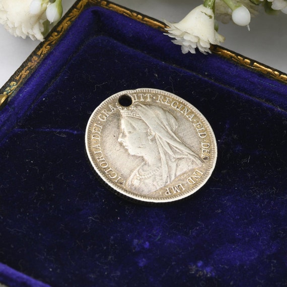 カナダ1899年ヴィクトリア女王コインシルバーペンダントトップ