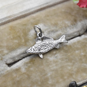 Vintage Sterling Silver Salmon Fish Charm Pendant - Animal Charm | Sea | Ocean | Gift for Charm Bracelet