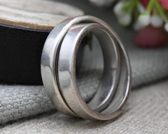 Bague Ancienne Design Torsade En Argent Sterling - Occasion (Bon État) - Bijou Vintage