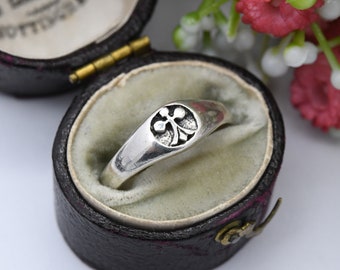 Vintage European Sterling Silver Club Symbol Ring - Unisex Everyday Silver | UK Size - M | US Size - 6 1/4