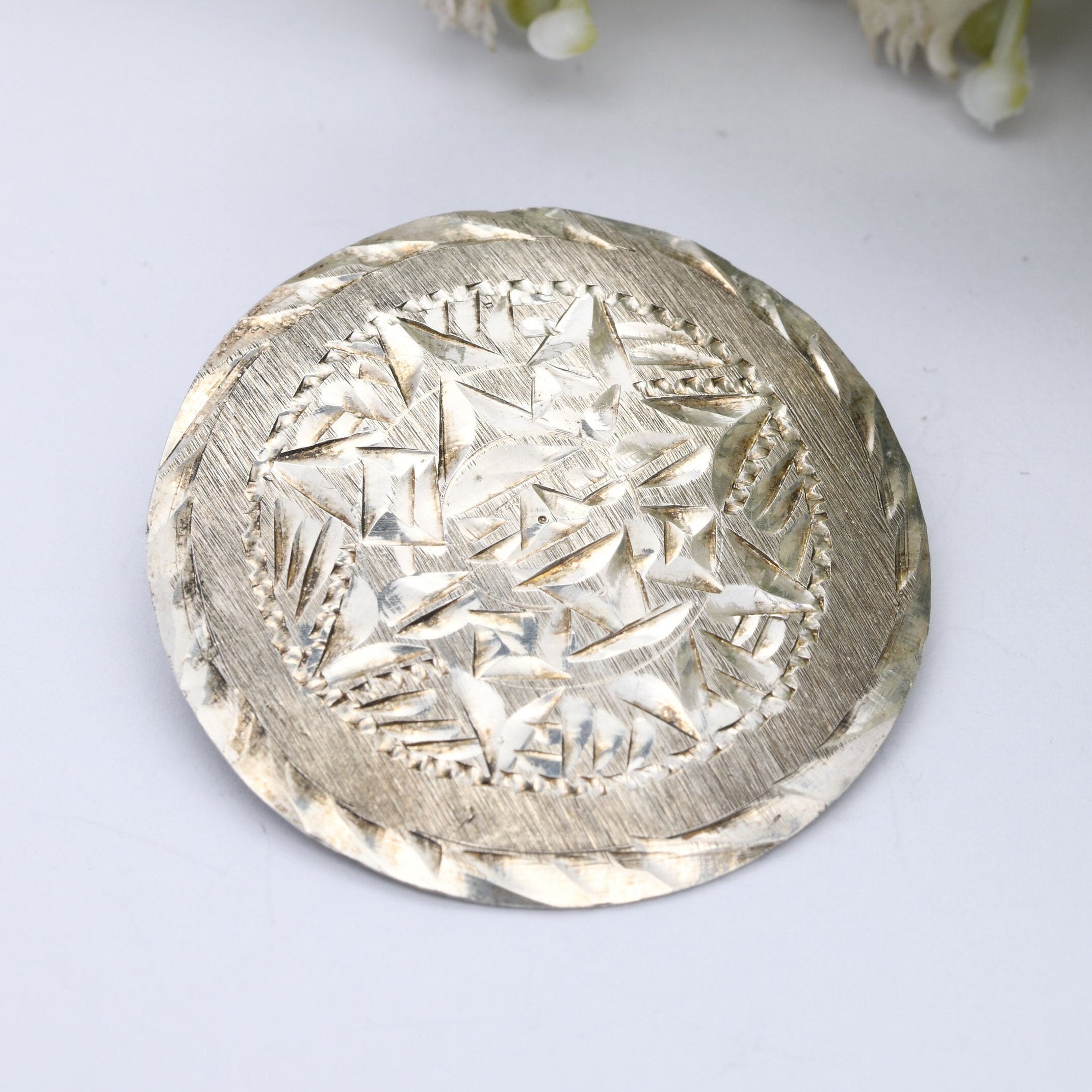 Pendentif Aztèque Ancien Mexico - Laiton Doré Et Os Avec Améthyste - Excellent État