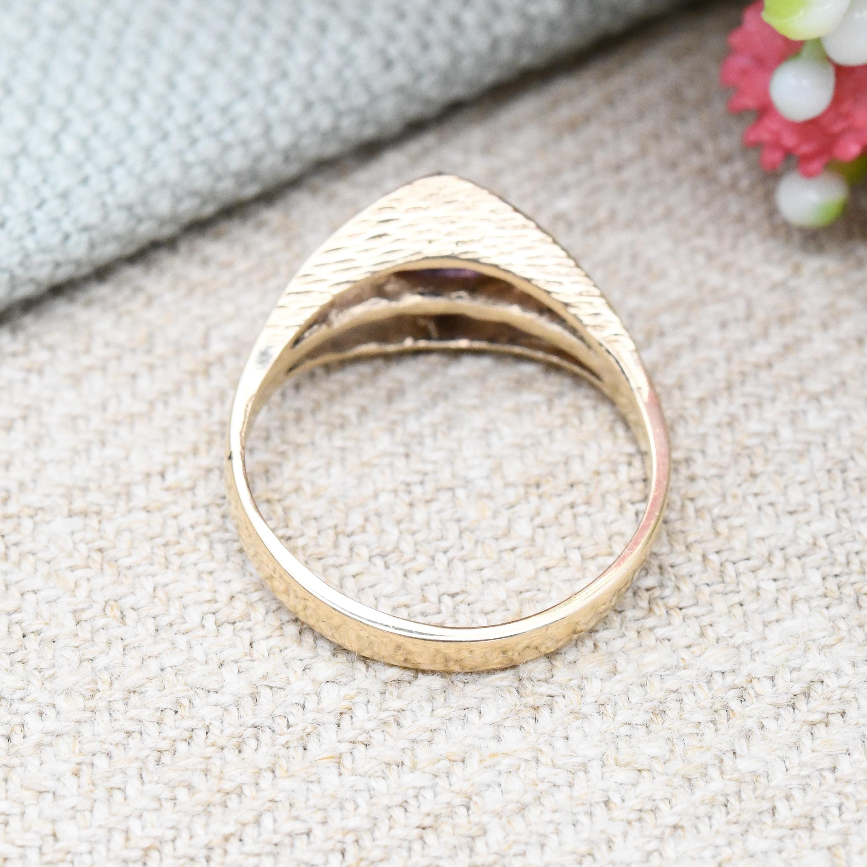 ヴィンテージ 9 カラット ゴールド アメジスト リング 1985