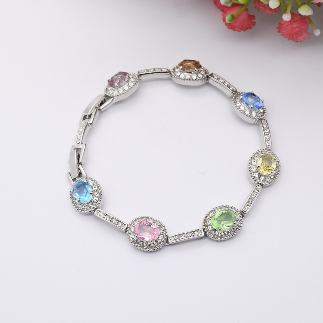 Bracelet Vintage Argenté à Cristaux 3 Rangs - Bijou Ancien Sans Marque