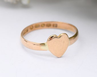 Antique Victorian 22ct Gold Heart Band Ring 1868 - Unusual Love Heart Wedding Ring | UK Size - Q | US Size - 8