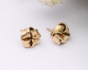 Vintage 9ct Gold Twist Stud Earrings - Chunky Gold Studs | Butterfly Backs