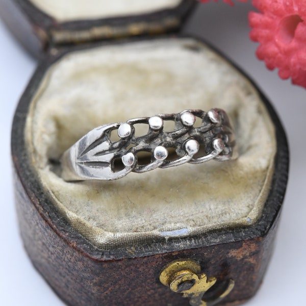 Vintage Sterling Silver Keeper Ring - 2 Rows | Unisex Everyday Silver Band | UK Size - O 1/2 | US Size - 7 1/2