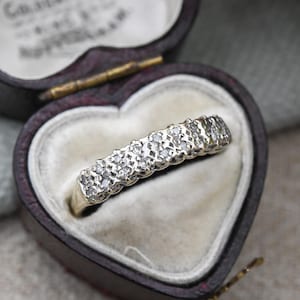 Vintage 9ct Gold und Diamant Halb Eternity Ring 1989 - Flush Stones Zweireihiger Hoop Ring Diamant Ring Stapel Geschenk | UK-Größe - O | US-Größe - 7