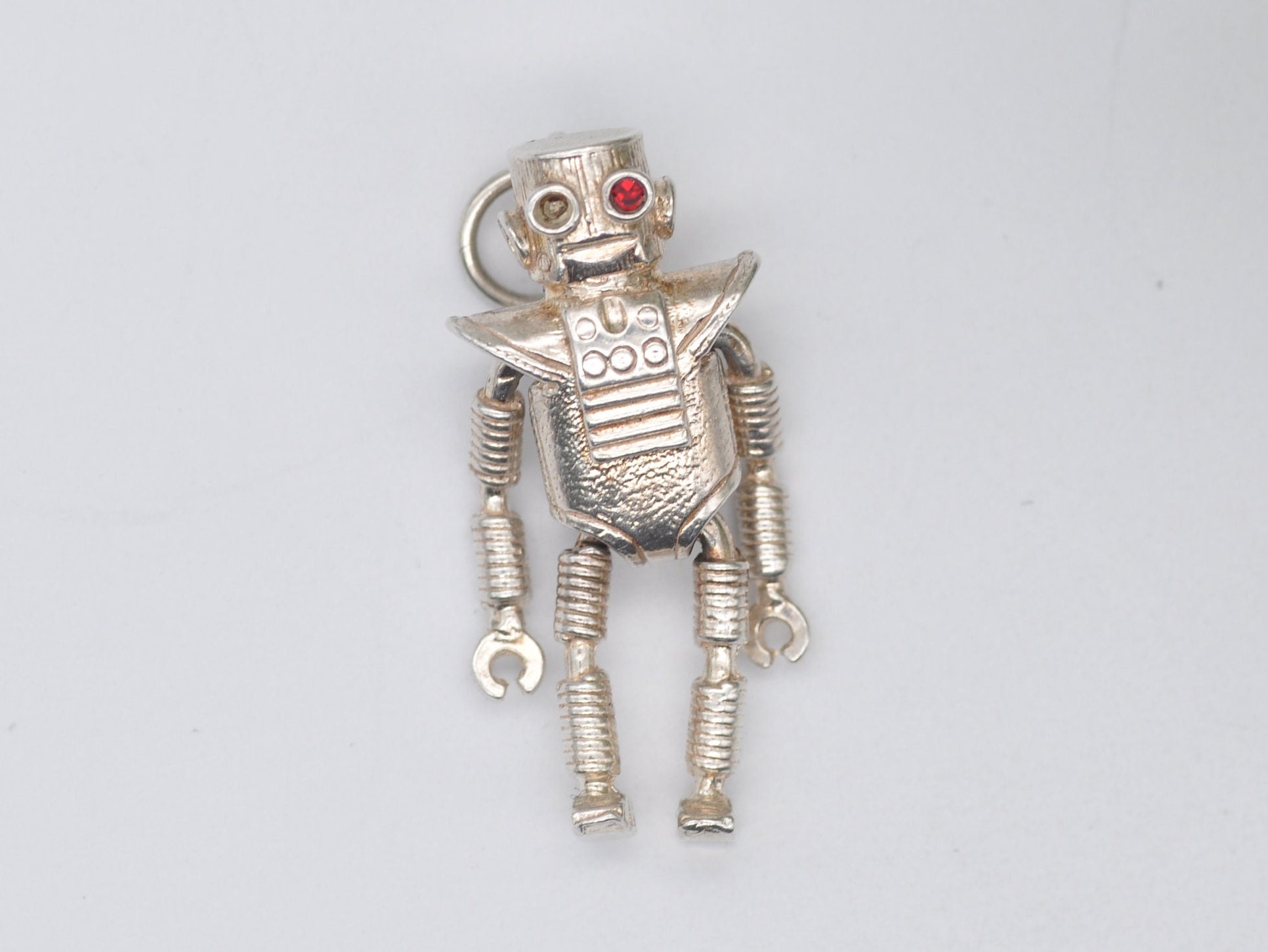 Vintage Silver Toby Robot Charm Pendant Character Detailed