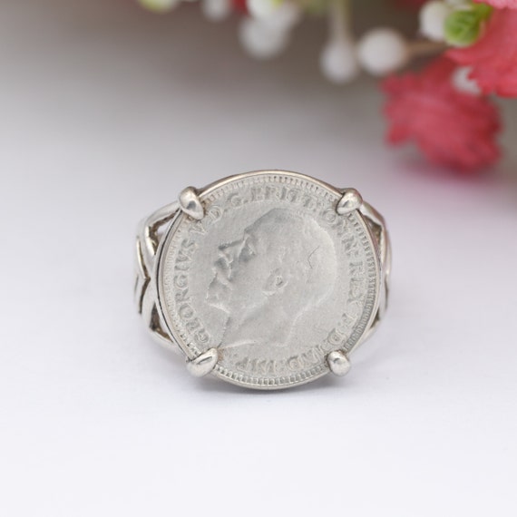 Vintage Sterling Silver George V 3 Pence 1933 Sig… - image 3