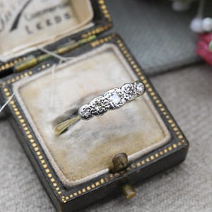 Vintage Diamond Ring 18ct Gold and Platinum Graduated Five Stone c. 1920s - Art Deco Era Engagement Ring | UK Size - R | US Size - 8 1/2