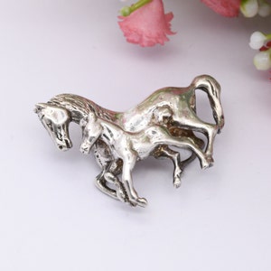 Vintage Sterling Silver Horse and Foal Brooch 1999 Novelty Animal Jewellery Gift for Horse Lover image 3