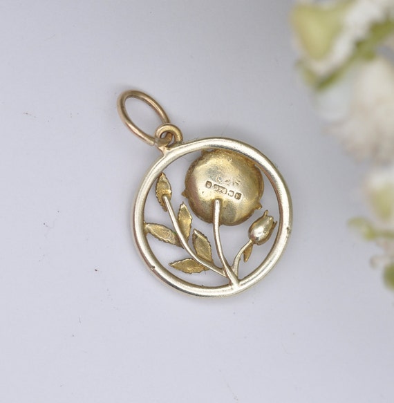 Vintage 9ct Gold Lancaster Rose Charm  Pendant 19… - image 6