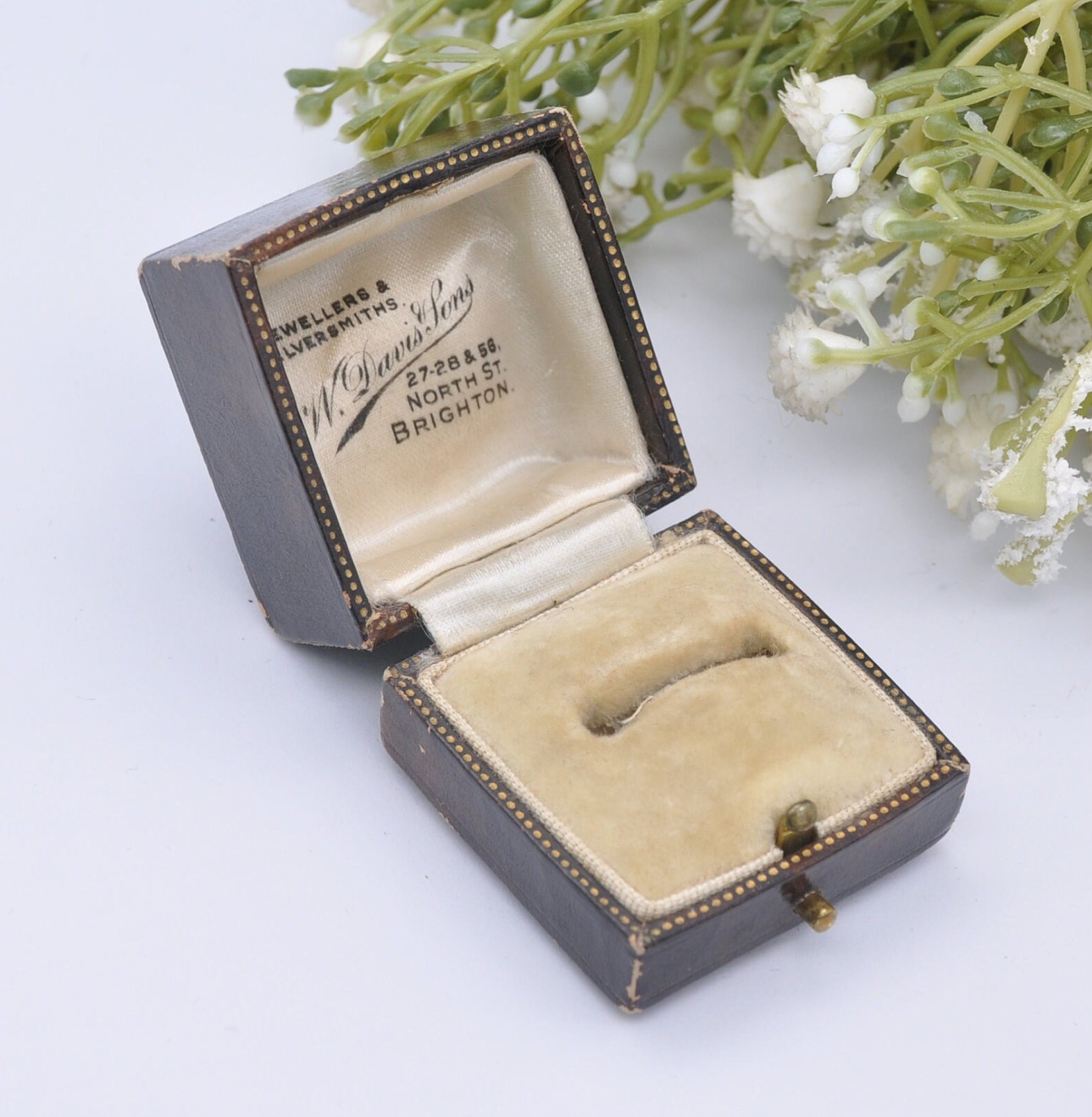 Antique Leather Ring Box With Gold Tooling W. Davis Sons