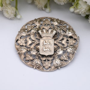 Broche Ancienne Ajourée Régional Métal Argenté Toujours