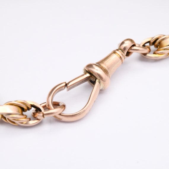 Antique 9ct Gold Fancy Link Chain Bracelet with D… - image 5