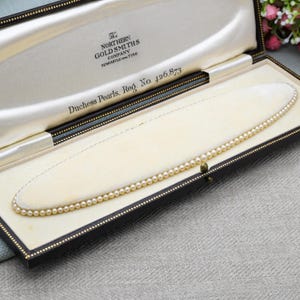 Vintage Faux Pearl Necklace in Fitted Box with 9ct Gold Clasp - Northern Goldsmiths Company Duchess Pearls Reg. No. 426873 | Choker 16&quot;