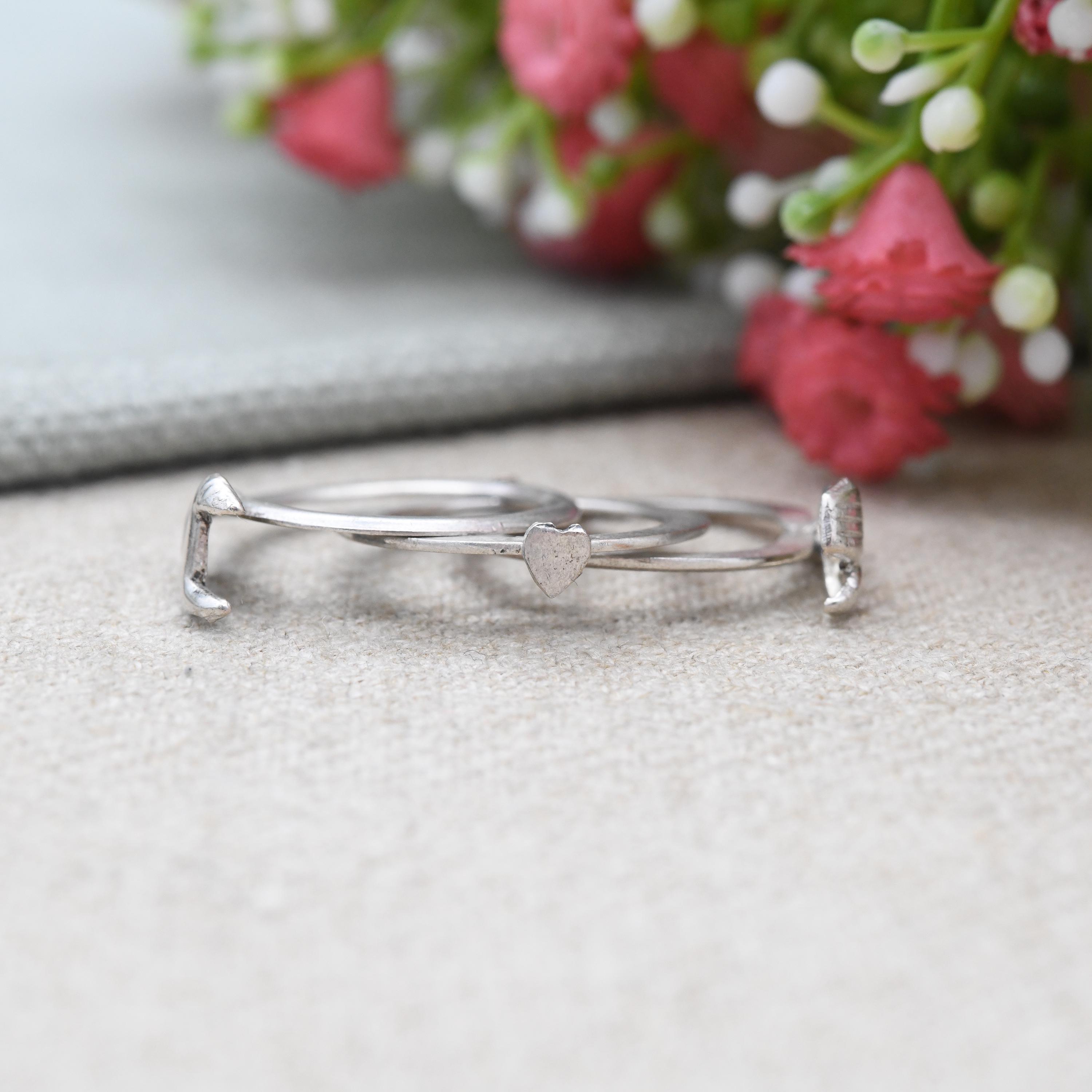 Vintage Silver Fede Gimmel Ring Interlocking 3 Bands - Clasped