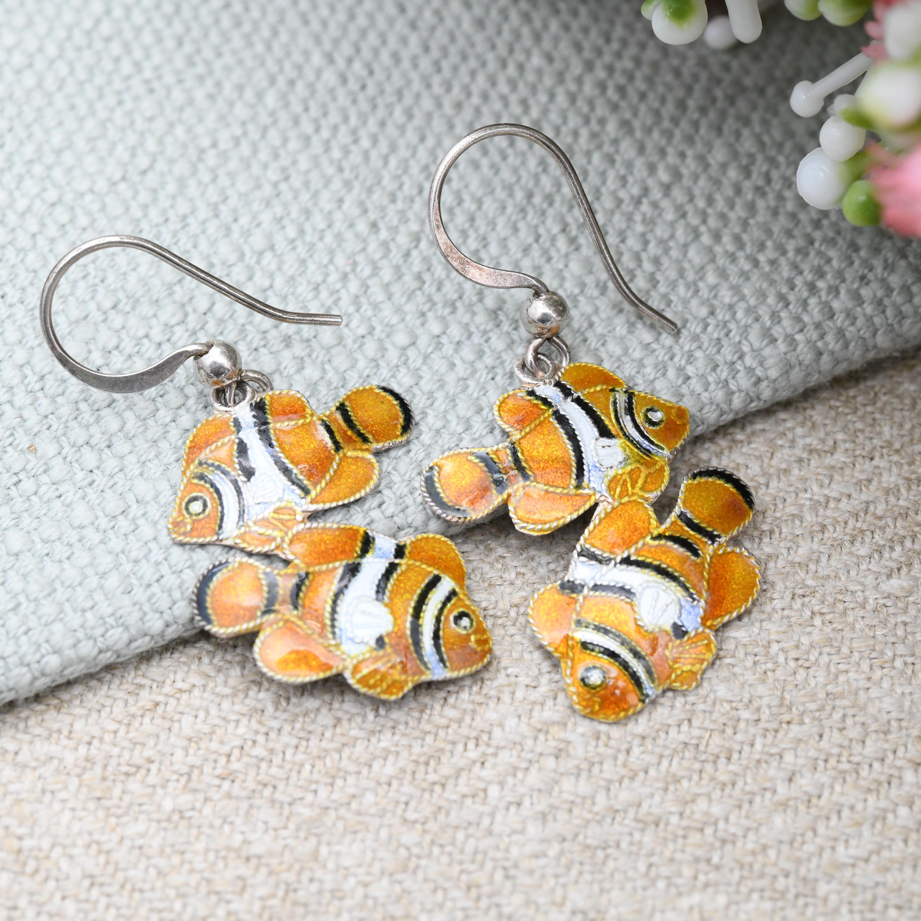 Boucles D'oreilles Créoles Dorées Avec Pendentif Perle Poisson - Inox, France