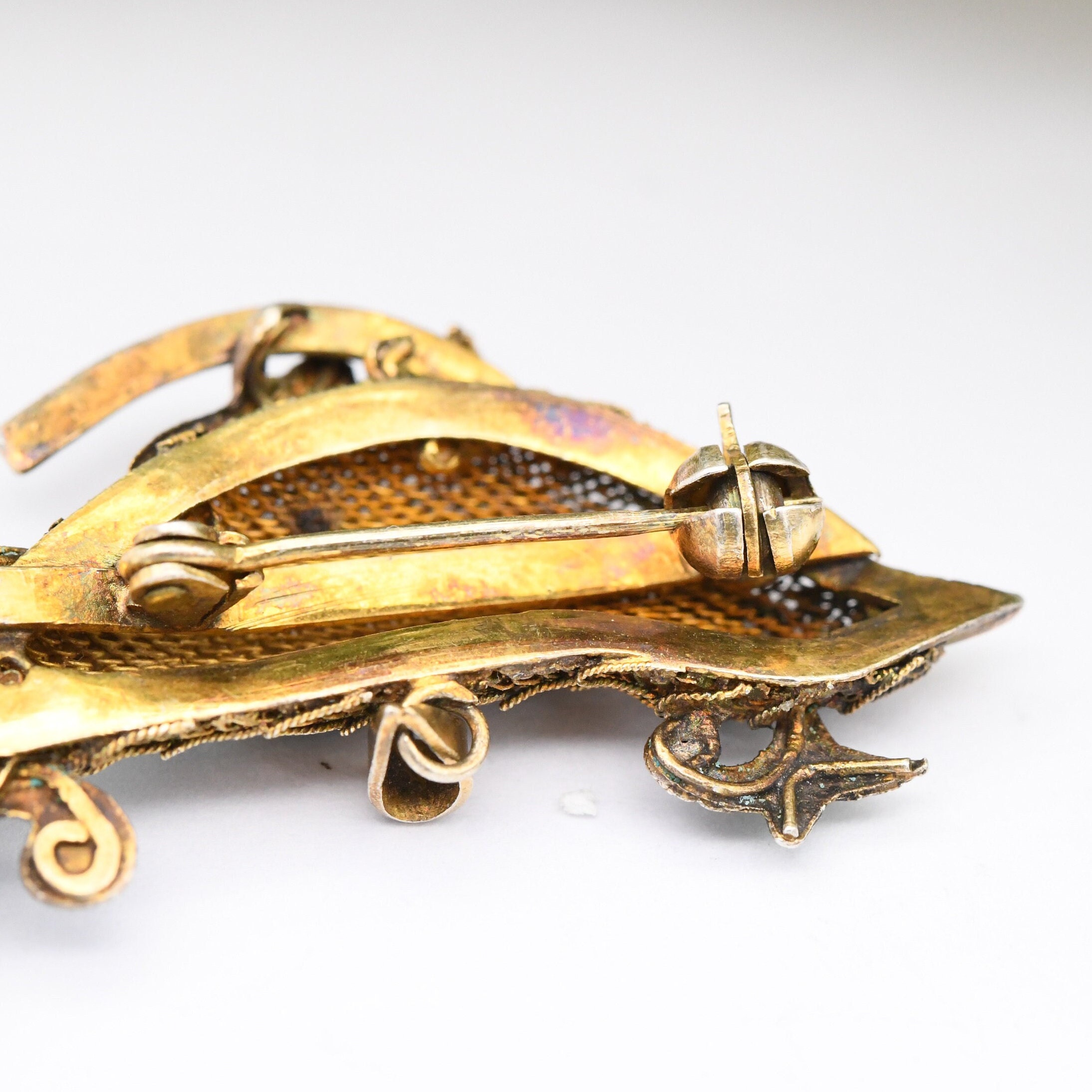 Vintage Chinese Export Silver Filigree Enamel Bird Brooch Vintage Chinese Export Silver Filigree Enamel Bird Brooch