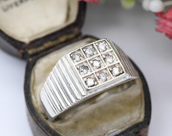 BESTTOHAVE Men's Sterling Silver Signet Ring With Cubic Zirconia – Unisex 925 Silver Band