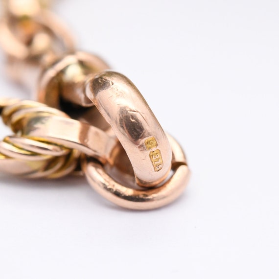 Antique 9ct Gold Fancy Link Chain Bracelet with D… - image 4