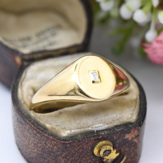 Gold Plated Sterling Silver Signet Ring With Clear Stone Unisex Signet Gift Large Size Middle Finger UK Size U 1 2 US Size 10 1 4 Etsy Canada