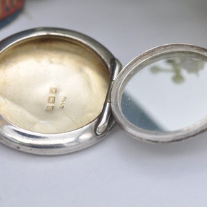 Antique Art Deco Sterling Silver Compact Mirror Locket Pendant by Adie & Lovekin 1920 image 7