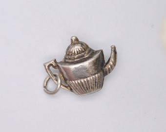 Vintage Sterling Silver Teapot Charm / Pendant - Kitchen / Tea / Coffee / Pot / Detailed / Ornate / Tall / Charm Bracelet