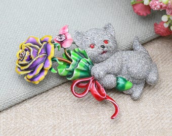 Broche Vintage Fantaisie N217 - Motif Fleur - Bijou D'occasion - Parfait Pour Customiser Vêtements