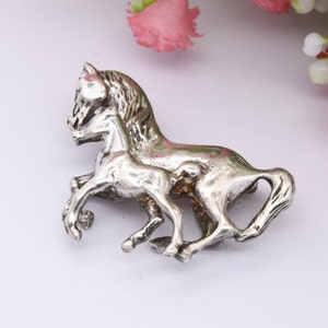 Vintage Sterling Silver Horse and Foal Brooch 1999 Novelty Animal Jewellery Gift for Horse Lover image 2