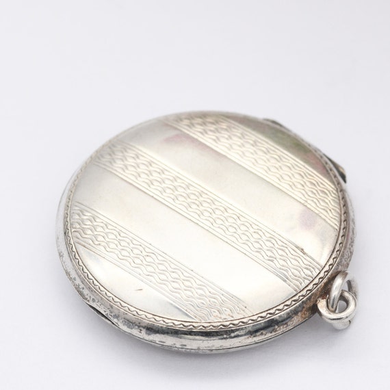 Vintage Sterling Silver Locket Pendant with Engin… - image 2