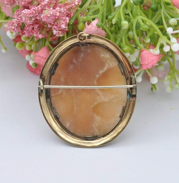 Antique Victorian Rolled Gold Cameo Brooch Pendan… - image 6