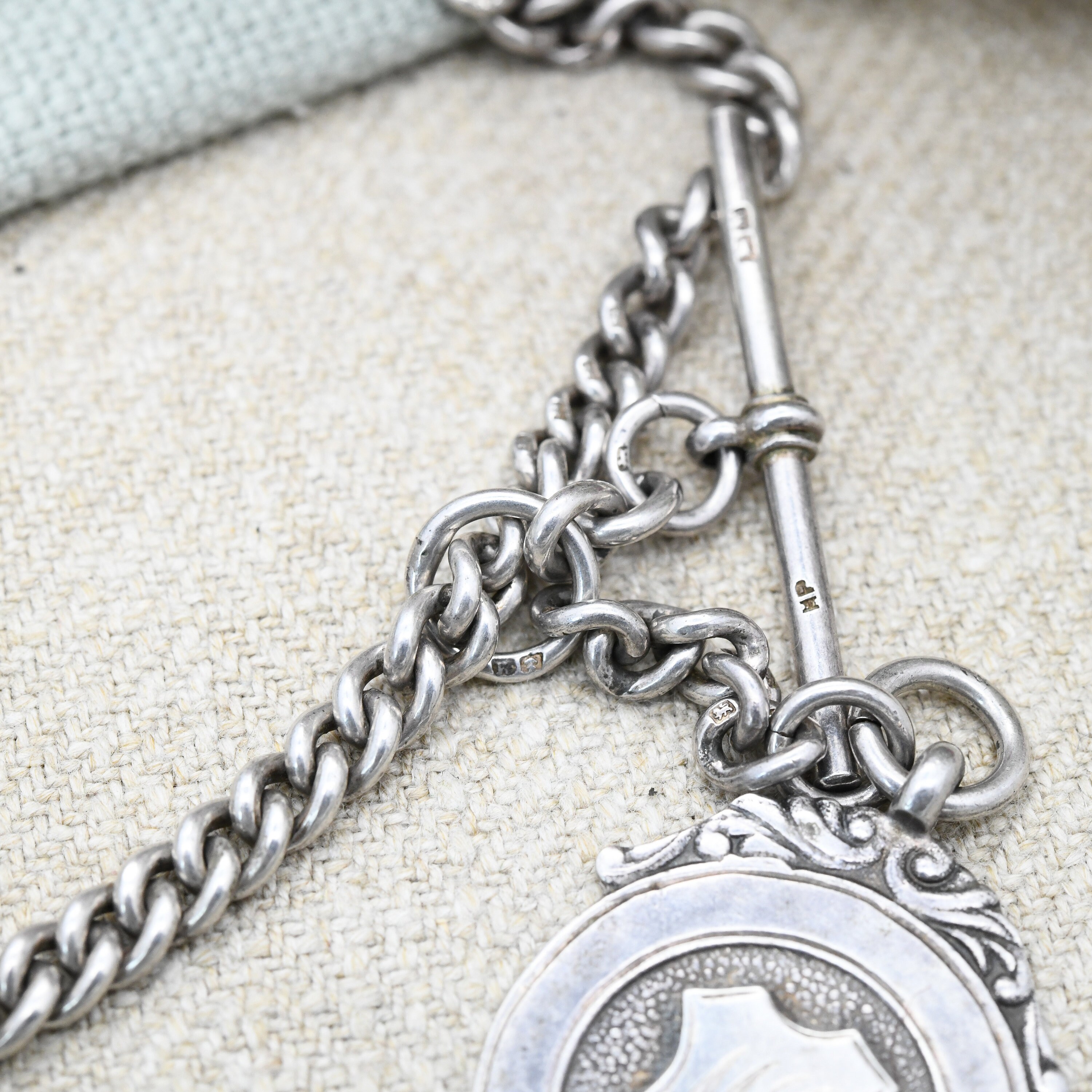 ヴィンテージ スターリング シルバー ダブル アルバート チェーン  