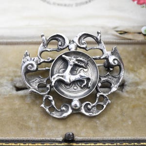 Vintage German Silver Stag Brooch by BAS Blachian Antik Schmuck - Leaping Deer with Antlers | Mid-Century Antique Biedermeier Style Bavarian