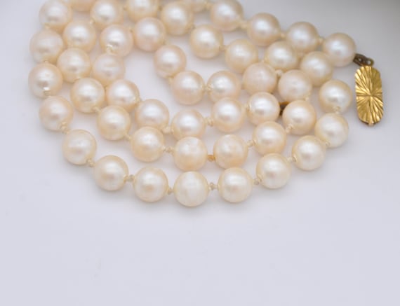 Vintage 9ct Gold Clasp Faux Pearl Necklace - 16" … - image 6