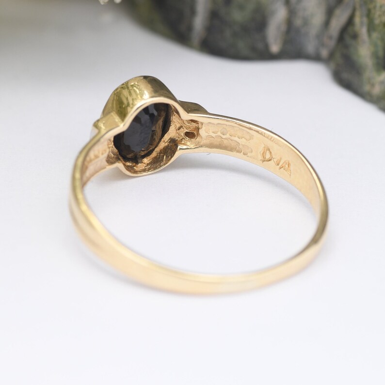 Vintage 9ct Gold Sapphire Diamond Ring Vintage Engagement Cocktail Statement Ring UK Size O 1/2 US Size 7 1/4 image 4