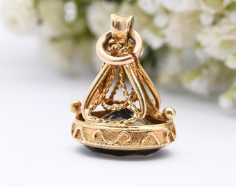 スモーキークォーツ フォブ アンティーク イングリッシュ 9K ゴールド