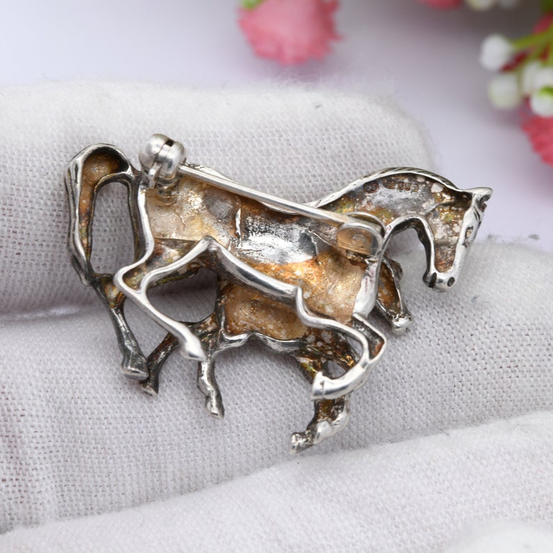 Vintage Sterling Silver Horse and Foal Brooch 1999 Novelty Animal Jewellery Gift for Horse Lover image 6