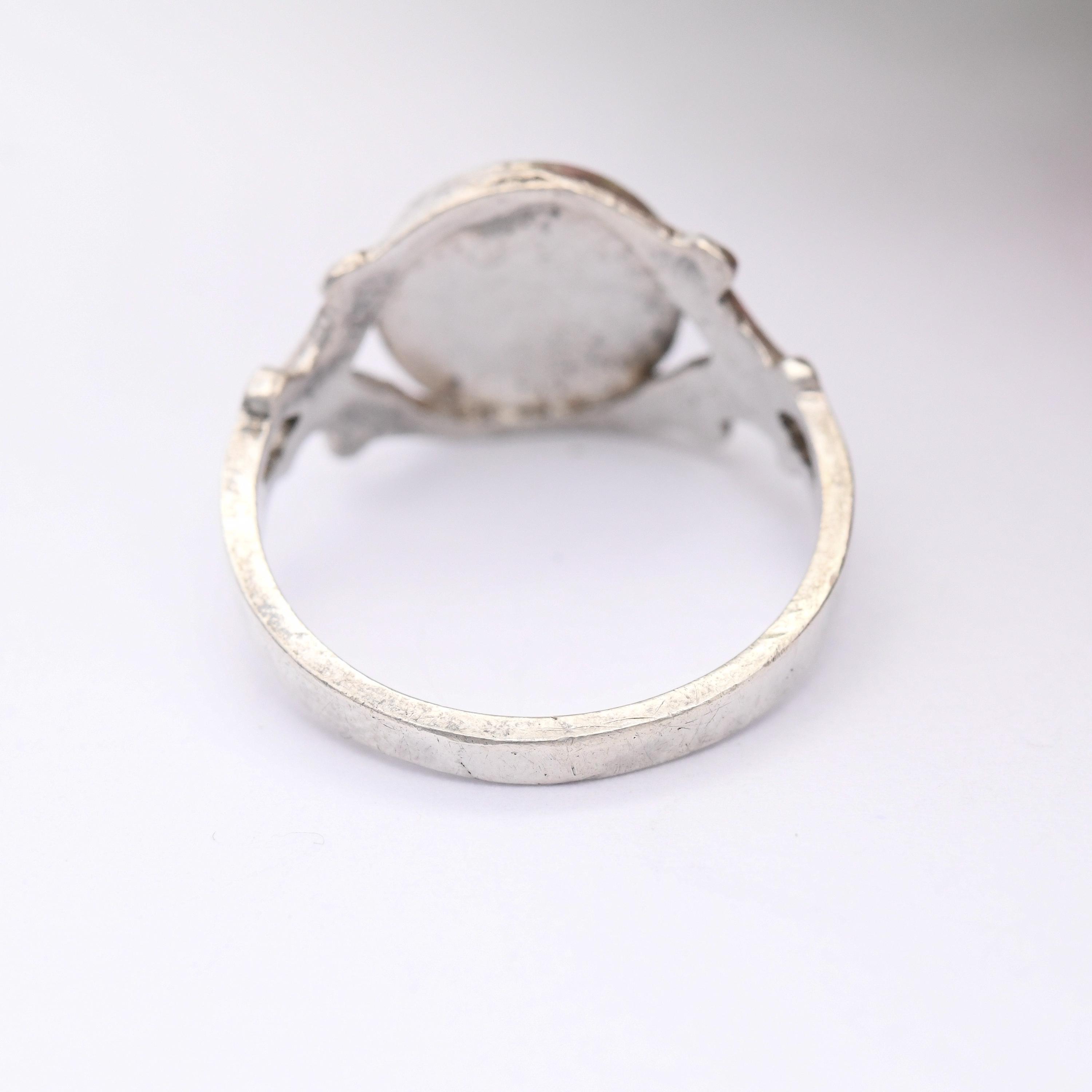 Vintage Robert College Sterling Silver Enamel Signet Ring Class of 