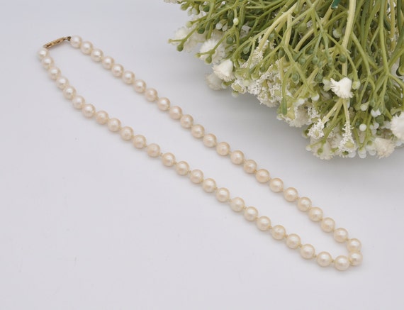 Vintage 9ct Gold Clasp Faux Pearl Necklace - 16" … - image 2