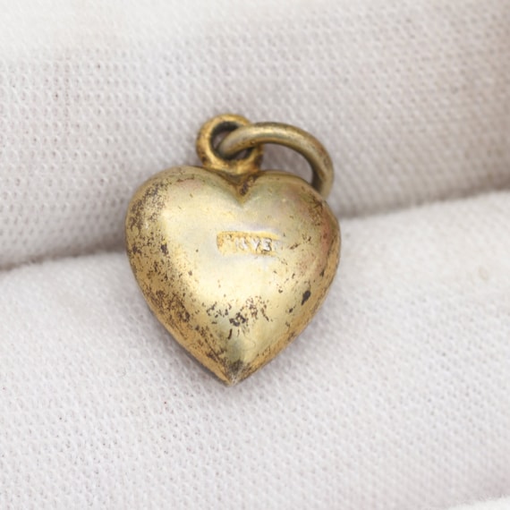 Antique Sterling Silver Heart Charm Pendant with … - image 4