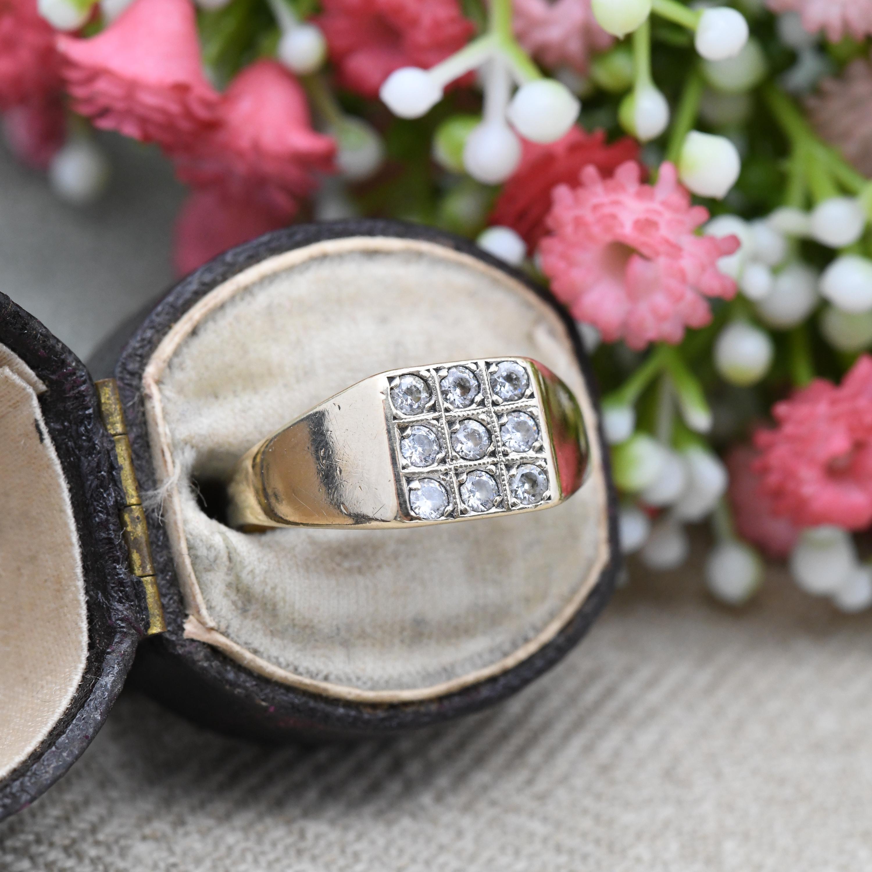 シグネット スクエア CZ クリア ラウンド ストーン 925