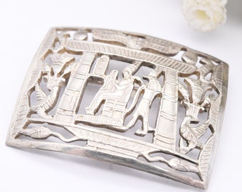 Vintage Egyptian Silver Pharaoh Anubis God Brooch 1975 1976 - Ancient Egyptian Symbols | .800 Silver