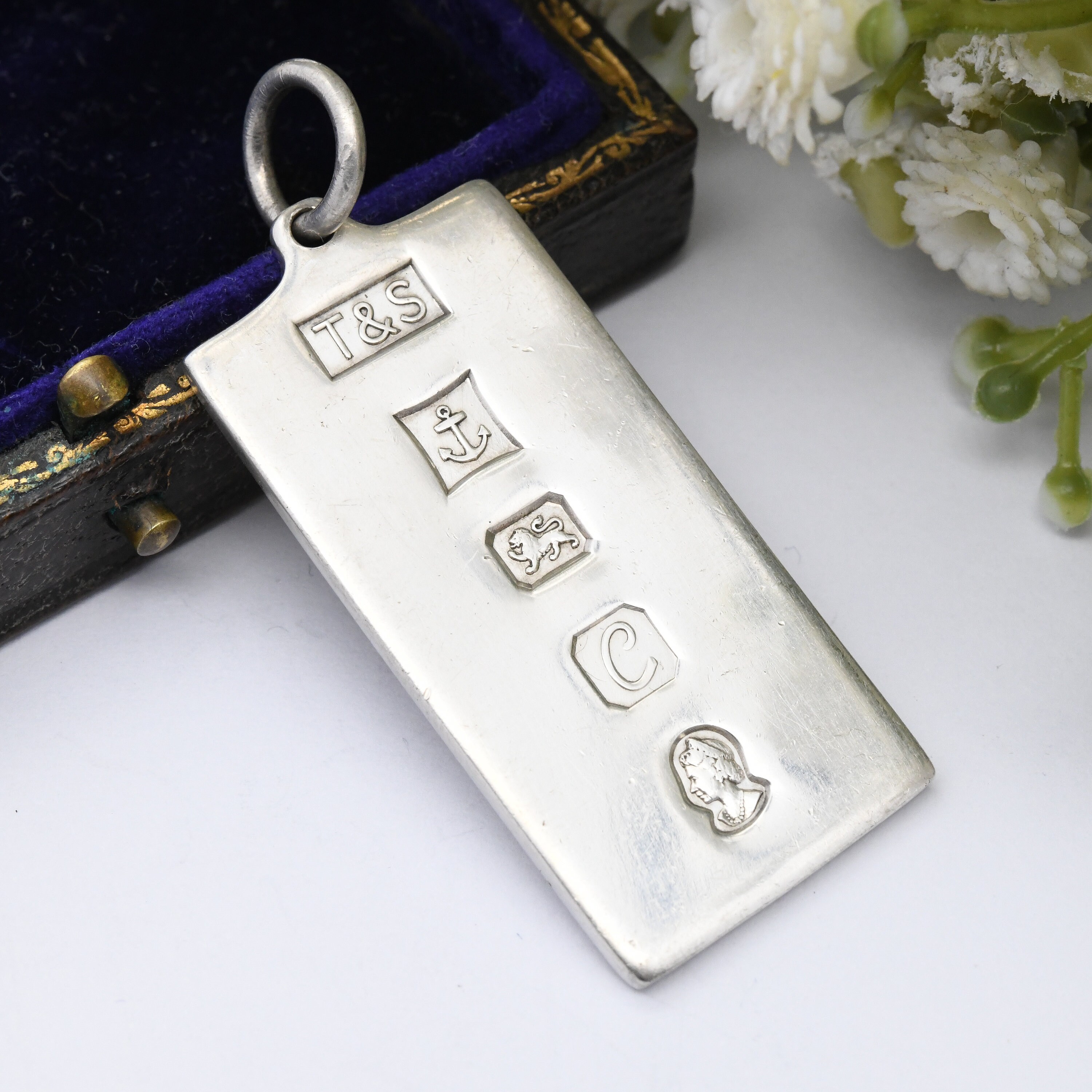 Vintage Sterling Silver Ingot Pendant 1977 With Queen
