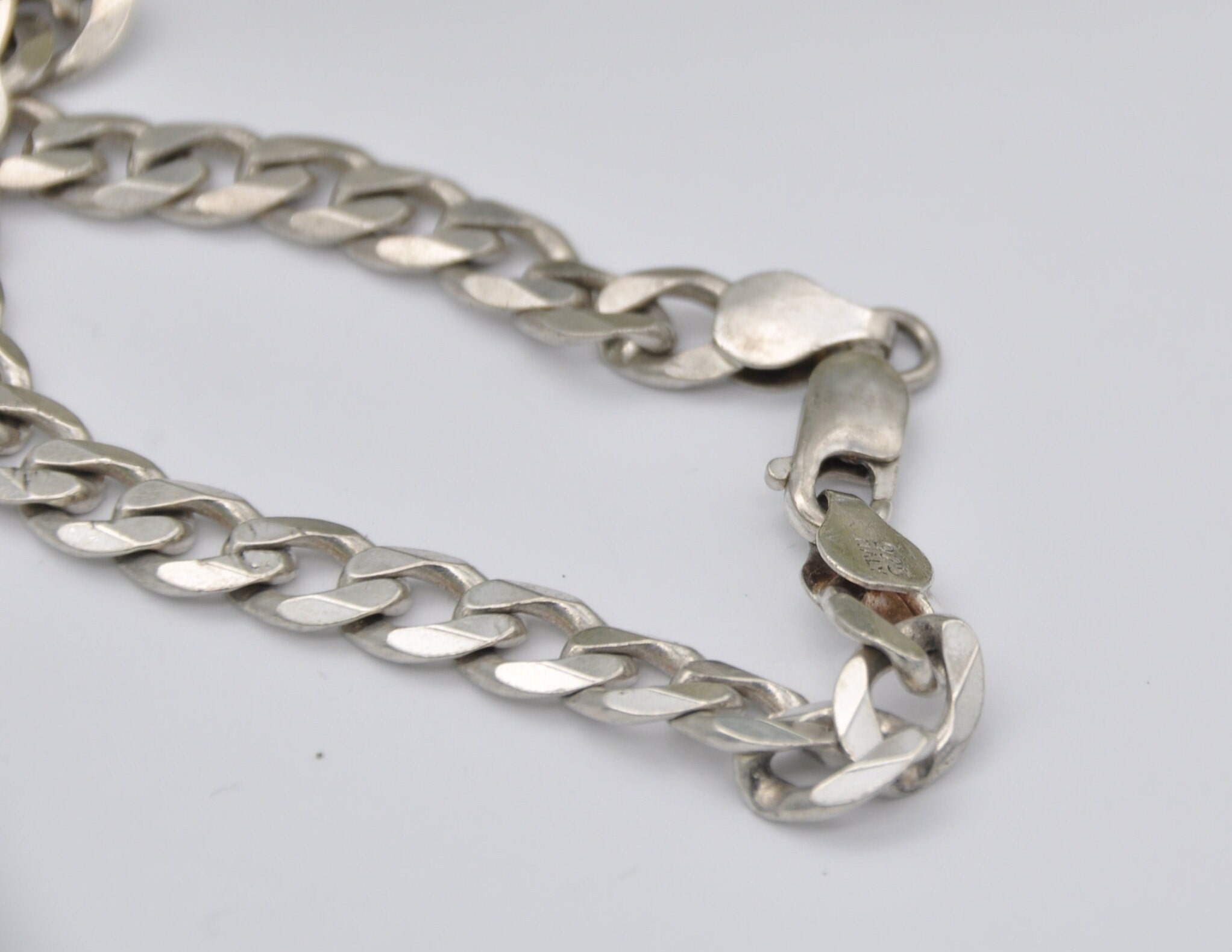 Vintage 825 Silver Italian Heart Chain Bracelet - Etsy