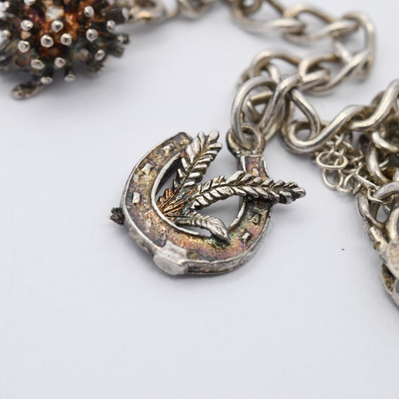 Vintage Sterling Silver Charm Bracelet with Heart… - image 4