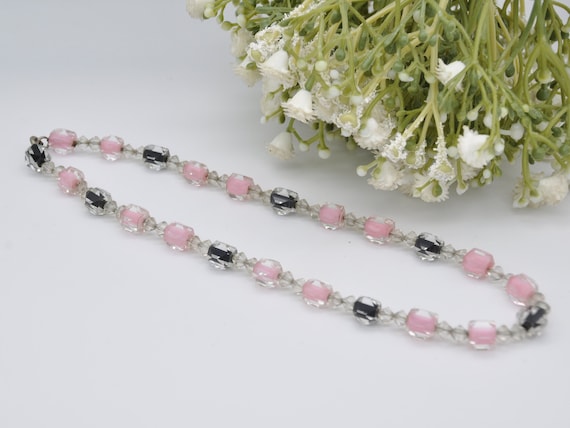 Vintage Art Deco Czech Glass Bead Necklace - Past… - image 1