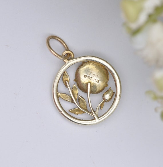 Vintage 9ct Gold Lancaster Rose Charm  Pendant 19… - image 3