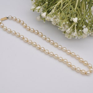 Vintage 9ct Gold Clasp Pearl Choker Length Necklace 1979 - Round Cultured Pearl Beads | Individually Knotted | 16"